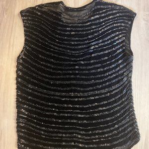 All Saints Super cute top Beaded black sequin Hand embellished India Black